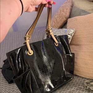 Michael Kors Black and Gold Tote Bag
